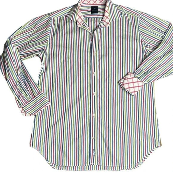 - Tailorbyrd striped cotton shirt ,sz Med.Multi color,colorful,multimedia,2 tone - Picture 10 of 14